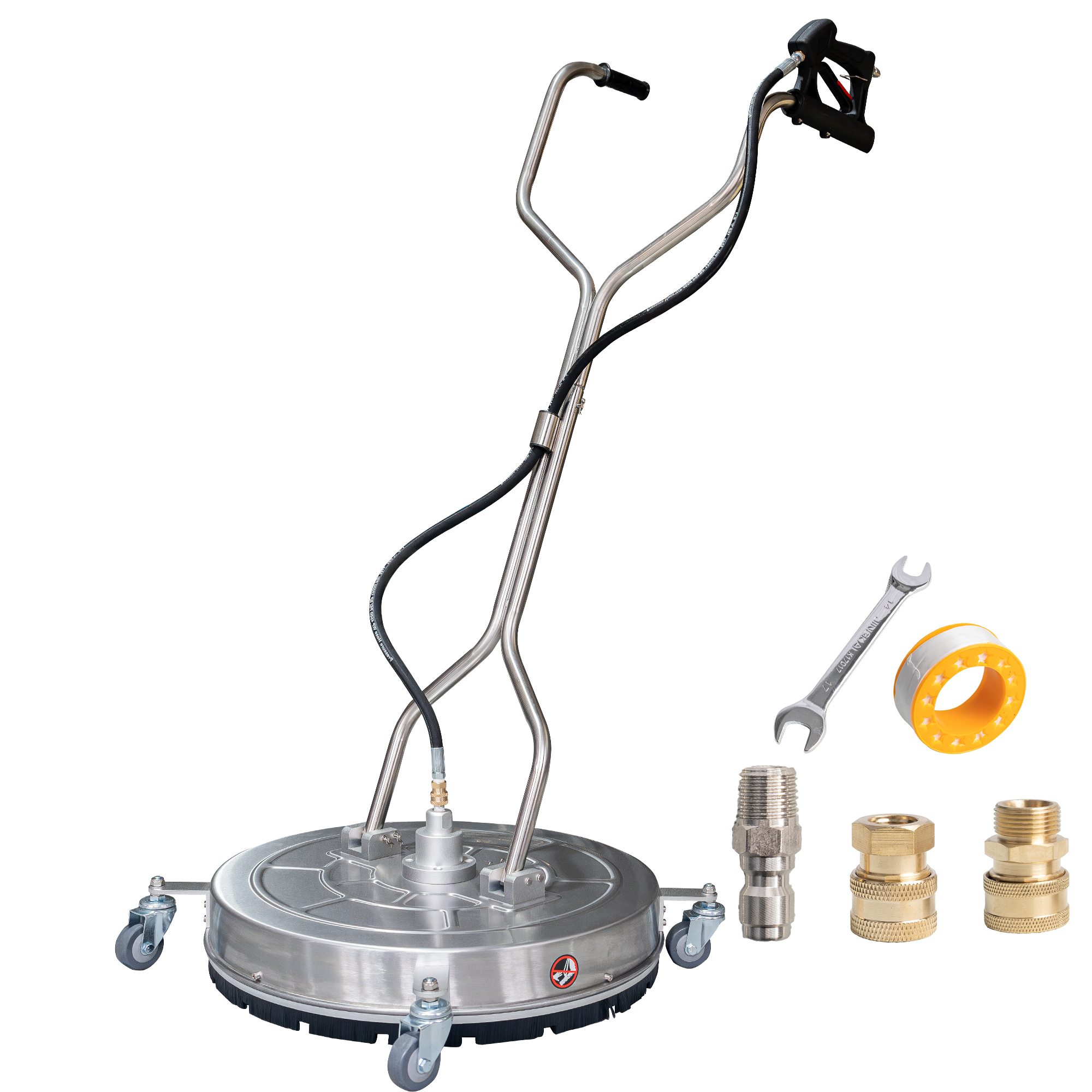 Hourleey 24" Pressure Washer Surface Cleaner, Stainless Steel Surface Cleaner with 4 Wheels for Concrete, Patio, Sidewalk, Deck, Pathway 1/4" Quick Connector, 2 Extension Wand, 4000 PSI